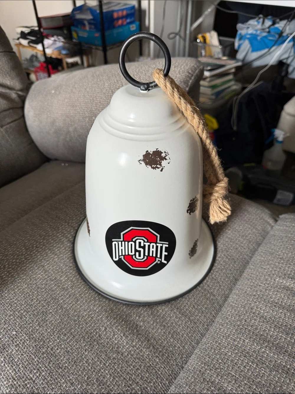 Ohio State Vintage-Style White Metal Bell with Rope